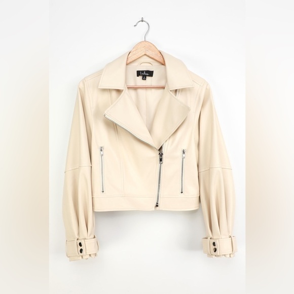 NWT Lulu’s Cool to the Core Ivory Vegan Leather Moto
Jacket - Picture 1 of 12